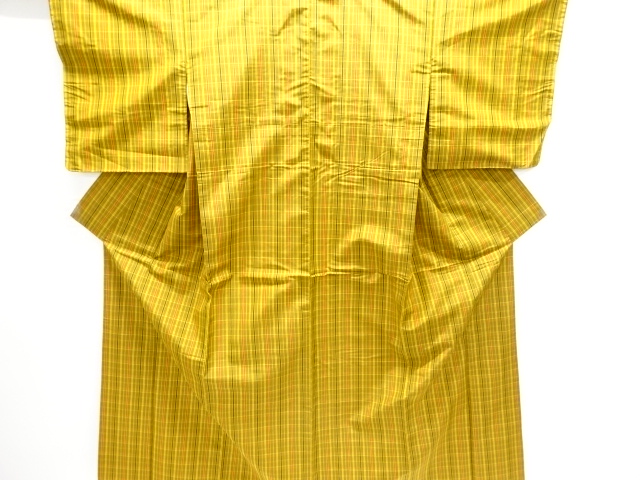 格子織り出し米沢紬着物アンサンブル